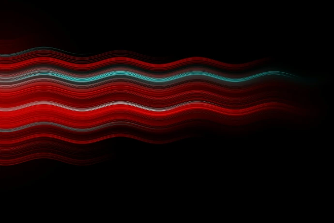 a red and blue wave on a black background